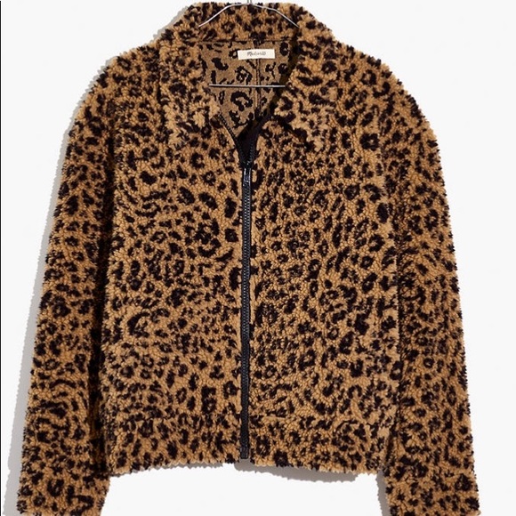 Madewell Sherpa Bomber Jacket Leopard 
